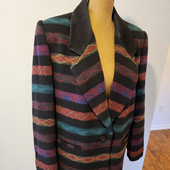 Braetan vintage wool and acrylic jacket with leather collar size 14 - Picture 2 of 8